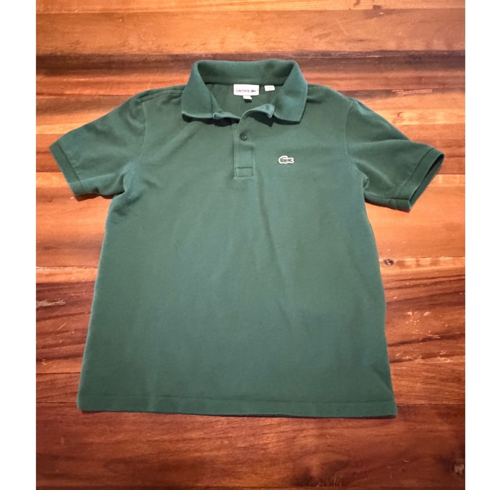 Lacoste Kids Green Short Sleeve Pique Polo Shirt Size 12A M 152cm